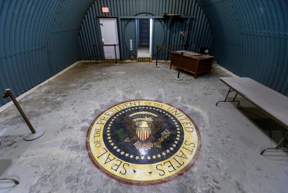 The inside of the Cold War-era John F. Kennedy bunker on Peanut Island in 2019. The bunker was built in 1961 as a top-secret nuclear bomb shelter for President Kennedy in case of an attack while he was visiting his "winter White House" on Palm Beach.