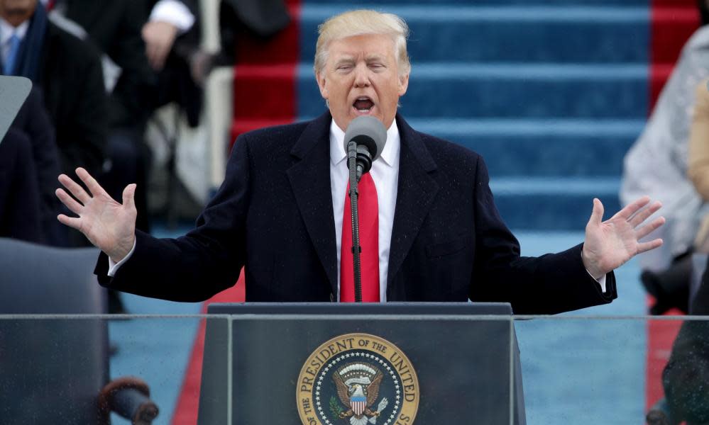 Donald Trump delivers his inaugural address on 20 January 2017.