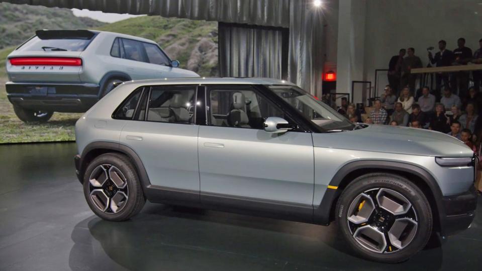 rivian r3 parked for press reveal