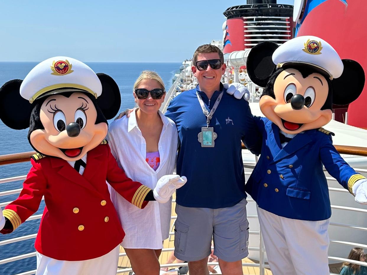 The author and her husband with Captain Mickey and Captain Minnie