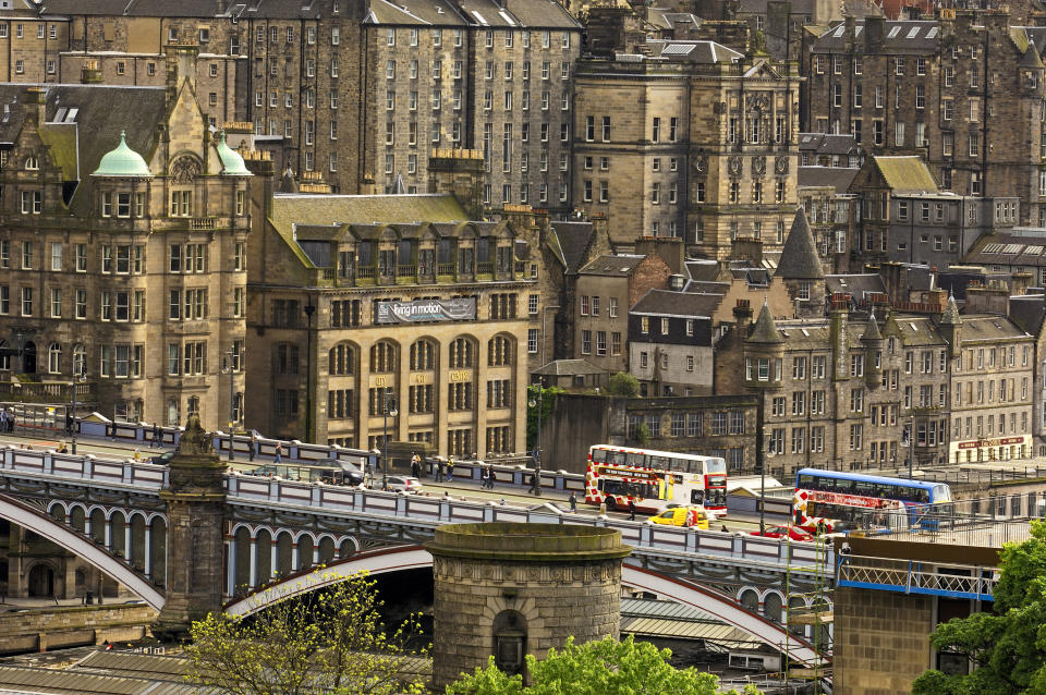 North Bridge from Calton Hill. Edinburgh. Lothian Region. Scotland. U.K. (Photo by: myLoupe/Universal Images Group via Getty Images)