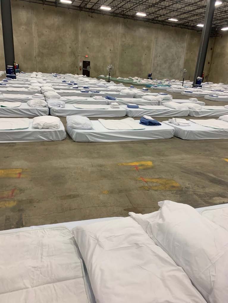 Photos included in a class-action lawsuit show conditions at an Independence, Louisiana, warehouse where more than 800 nursing home residents were evacuated during Hurricane Ida.