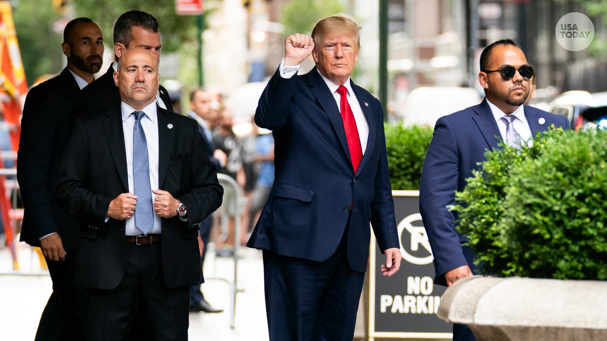 Former President Donald Trump departs Trump Tower on Aug. 10 in New York City.