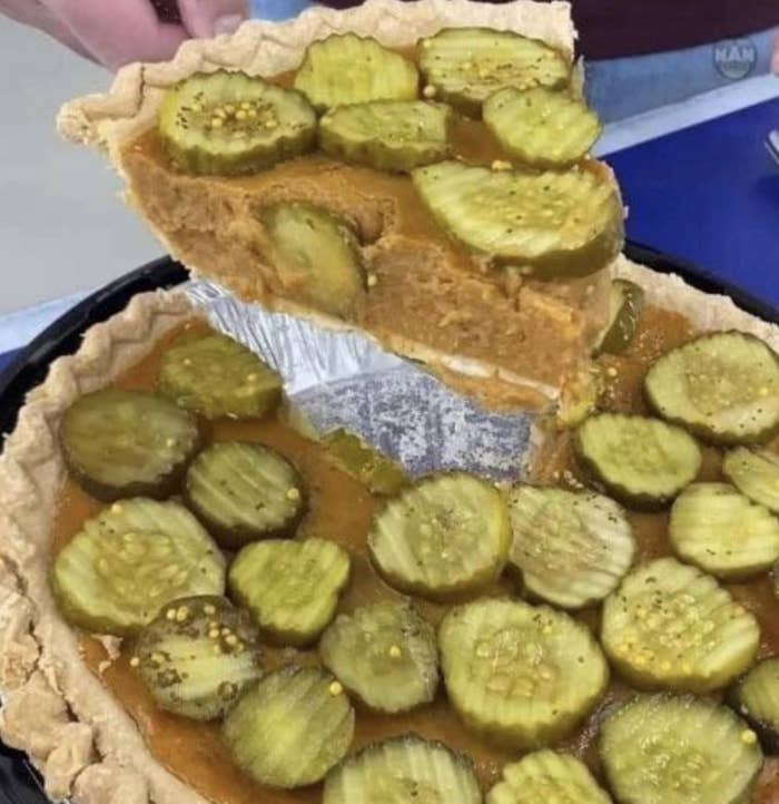 pickles on a pumpkin pie