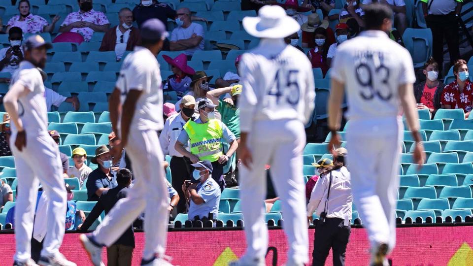 A policeman, pictured here standing guard among sections of the SCG crowd.