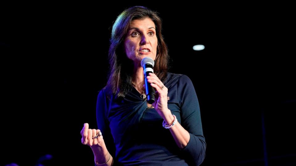 PHOTO: In this March 4, 2024 file photo Republican presidential candidate former UN Ambassador Nikki Haley speaks at a campaign event in Forth Worth, Texas. (Tony Gutierrez/AP, FILE)