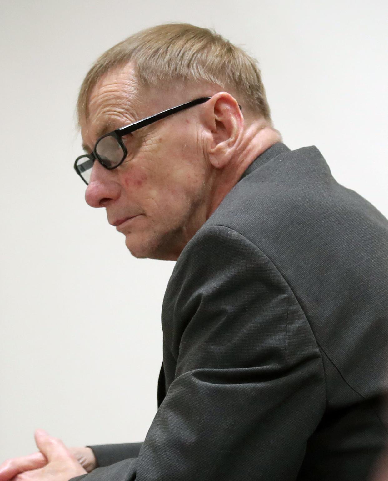 Gene Meyer, 68, listens as his trial begins regarding charges of first-degree murder and first-degree sexual assault with use of a dangerous weapon in Outagamie County Circuit Court on Tuesday in Appleton. Meyer is charged in the death of 60-year-old Betty Rolf in 1988.