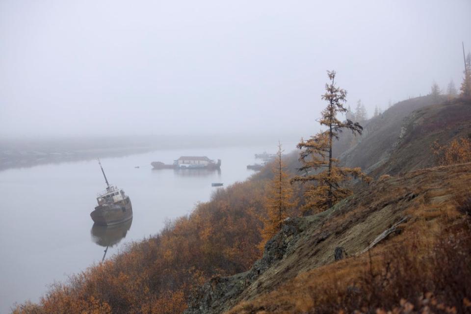 An abandoned vessel is seen near the Northeast Science Station (Reuters)