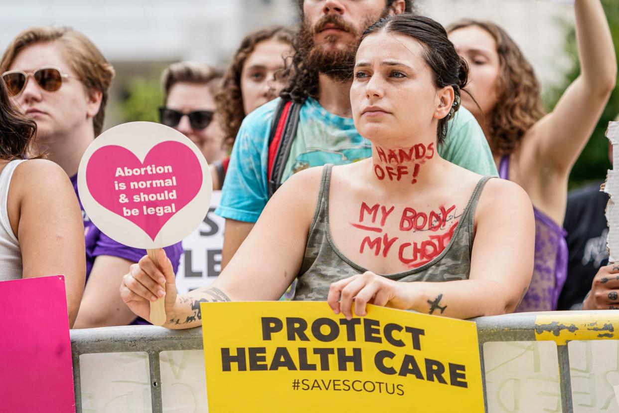 Abortion-rights supporters and anti-abortion supporters gathered to protest during a special session Monday, July 25, 2022, at the Indiana Statehouse in Indianapolis. 
