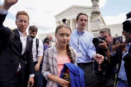 SIxteen year-old Swedish climate activist Greta Thunberg at the Supreme Court in Washington