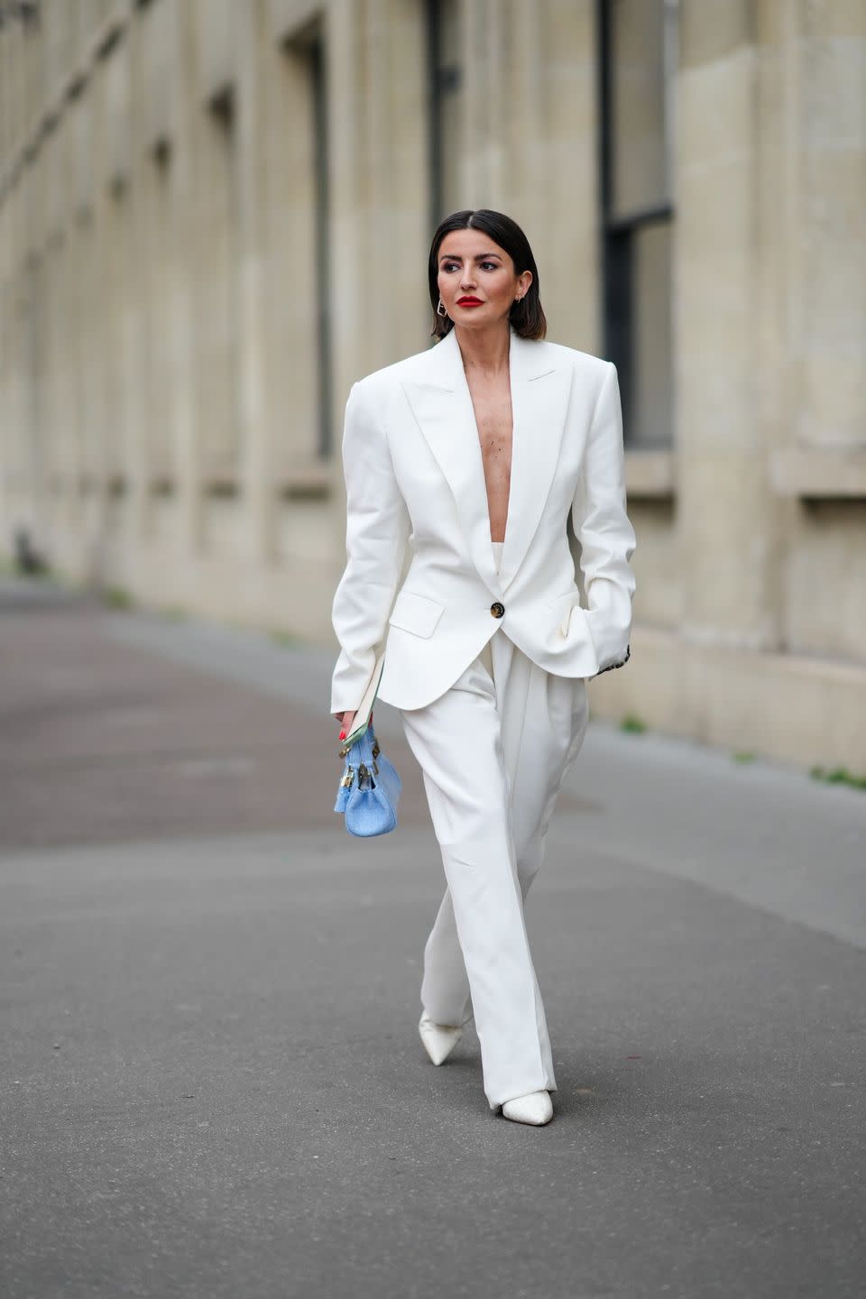 <p>An oversized trouser suit always makes a powerful statement, but especially in a colour like this bright white. </p><p><a class="link " href="https://www.harpersbazaar.com/uk/fashion/style-files/g37378/celebrity-trouser-suits/" rel="nofollow noopener" target="_blank" data-ylk="slk:A-LIST TROUSER SUIT INSPIRATION;elm:context_link;itc:0;sec:content-canvas">A-LIST TROUSER SUIT INSPIRATION</a></p>