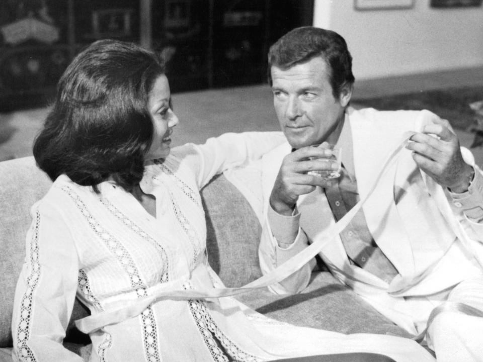 roger moore and emily bolton in moonraker