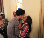 <p>You’d better believe the couple spent New Year’s Eve together. Biles and Ervin’s kiss was so passionate that people were staring! (Photo: <a rel="nofollow noopener" href="https://www.instagram.com/p/BdaqCZzH_xa/?hl=en&taken-by=simonebiles" target="_blank" data-ylk="slk:Simone Biles via Instagram;elm:context_link;itc:0;sec:content-canvas" class="link ">Simone Biles via Instagram</a>) </p>