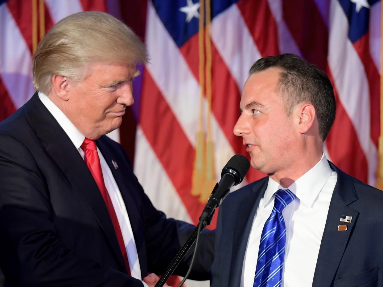 President Donald Trump and his former chief of staff Reince Priebus, who is likely to be interviewed as part of the Russia investigation: Jim Watson/AFP/Getty Images