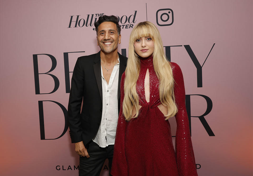 Renato Campora and Kathryn Newton attend The Hollywood Reporter Beauty Dinner Presented by Instagram, Sponsored by Upneeq, Honoring the Top Glam Squads in Hollywood at Holloway House on October 25, 2023 in West Hollywood, California.