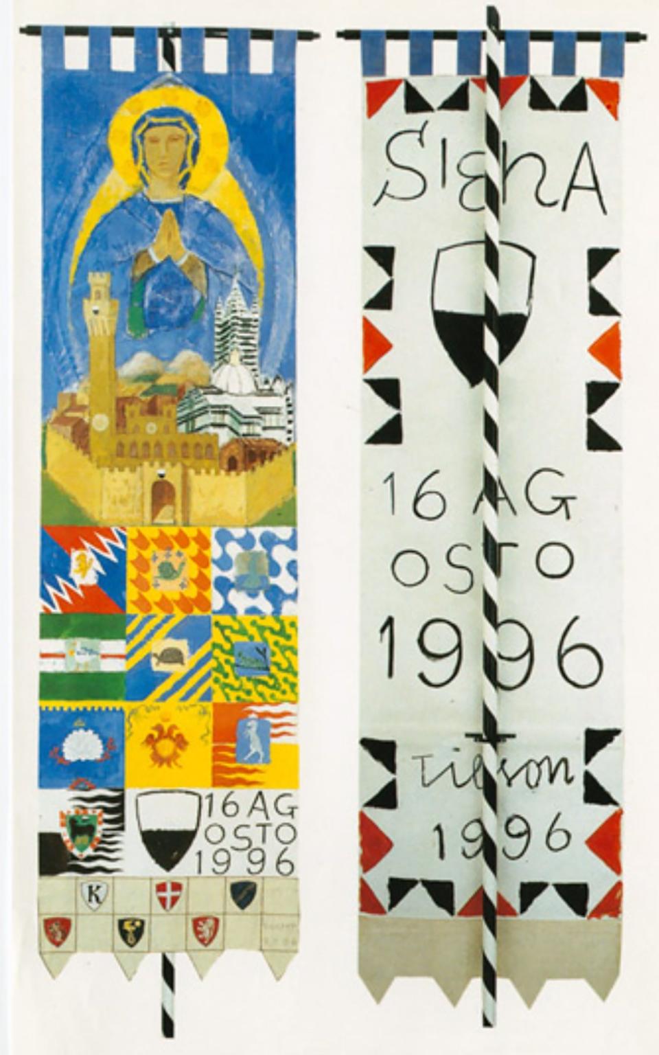 A banner designed by Tilson for the Siena 'Palio' horse race