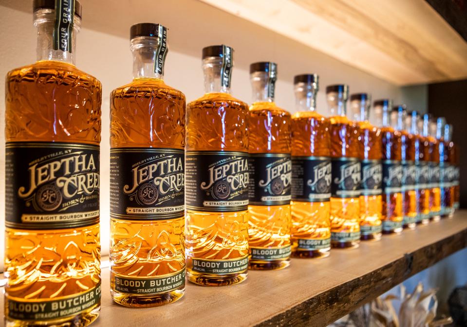 Jeptha Creed bourbon for sale at the Shelbyville, Kentucky distillery. Aug. 12, 2022