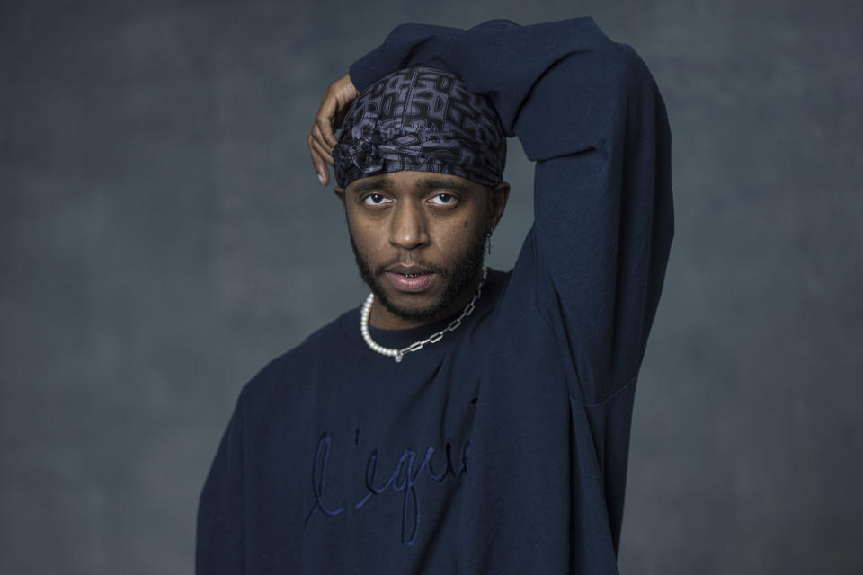 6lack poses for a portrait on Thursday, April 6, 2023, in Los Angeles to promote his new album “Since I Have a Lover." (Photo by Willy Sanjuan/Invision/AP)