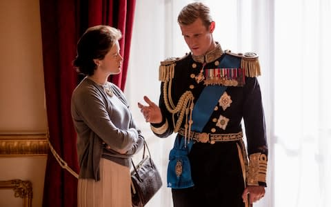 Claire Foy, left, and Matt Smith in a scene from "The Crown". - Credit: Robert Viglasky/Netflix