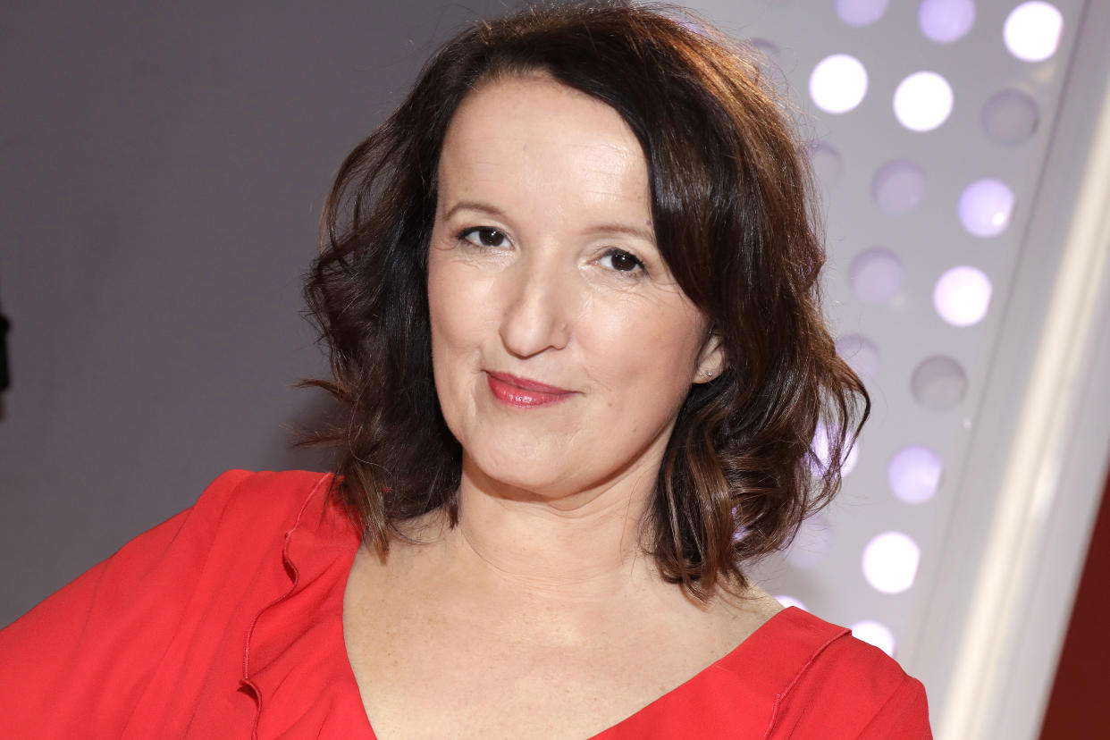 PARIS, FRANCE - 11/14/2017: Humorist Anne Roumanoff poses during a portrait session in Paris, France on 11/14/2017. (Photo by Eric Fougere/Corbis via Getty Images)