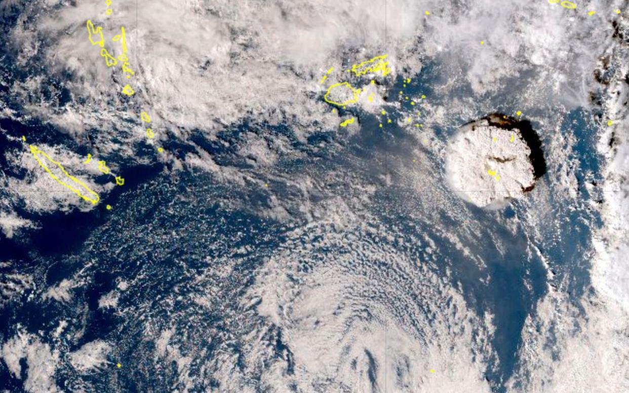 This satellite image taken by Himawari-8, a Japanese weather satellite, shows the spectacular undersea volcano eruption.  - Japan Meteorology Agency 