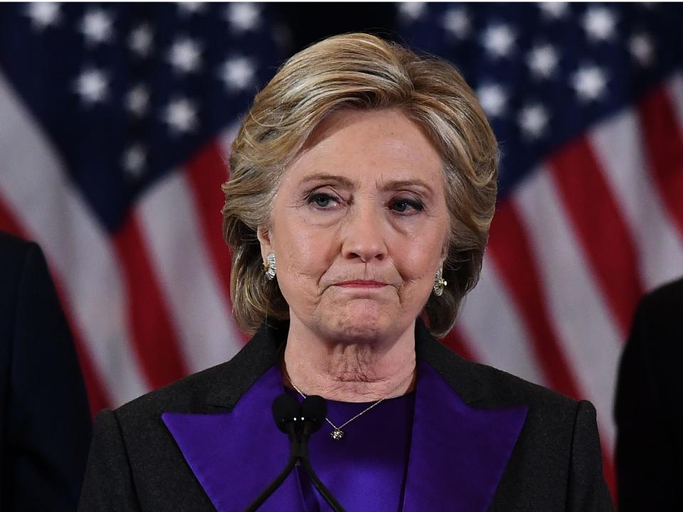 Hillary Clinton during her concession speech in 2016.