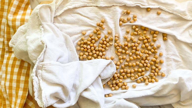 chickpeas on dish towel