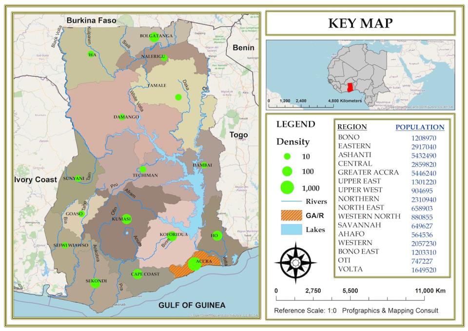 Ghana’s population by region. Authors