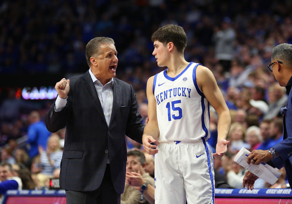 The heat is on John Calipari. Can Reed Sheppard help him out of the first weekend of the NCAA tournament? (Photo by Jeff Moreland/Icon Sportswire via Getty Images)