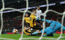 Soccer Football - FA Cup Fourth Round Replay - Tottenham Hotspur vs Newport County - Wembley Stadium, London, Britain - February 7, 2018 Tottenham's Erik Lamela scores their second goal REUTERS/Eddie Keogh