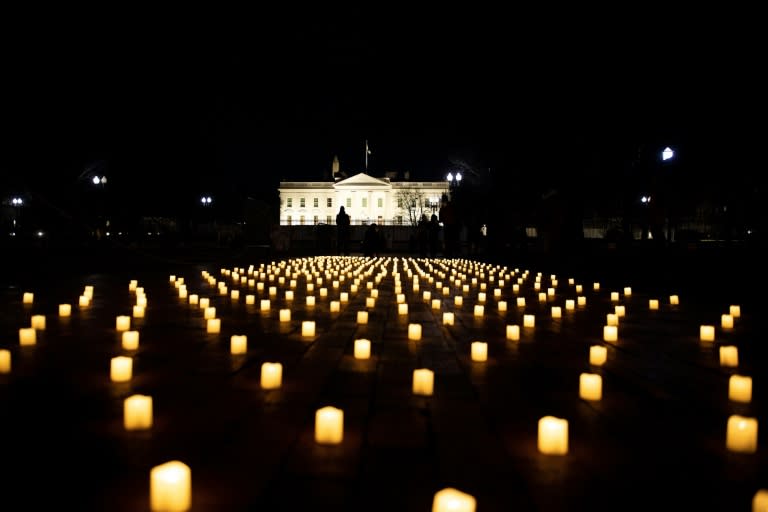 A vigil was held in January 2022 in Lafayette Park, Washington DC, for nurses who died during the pandemic (AFP/Brendan Smialowski)