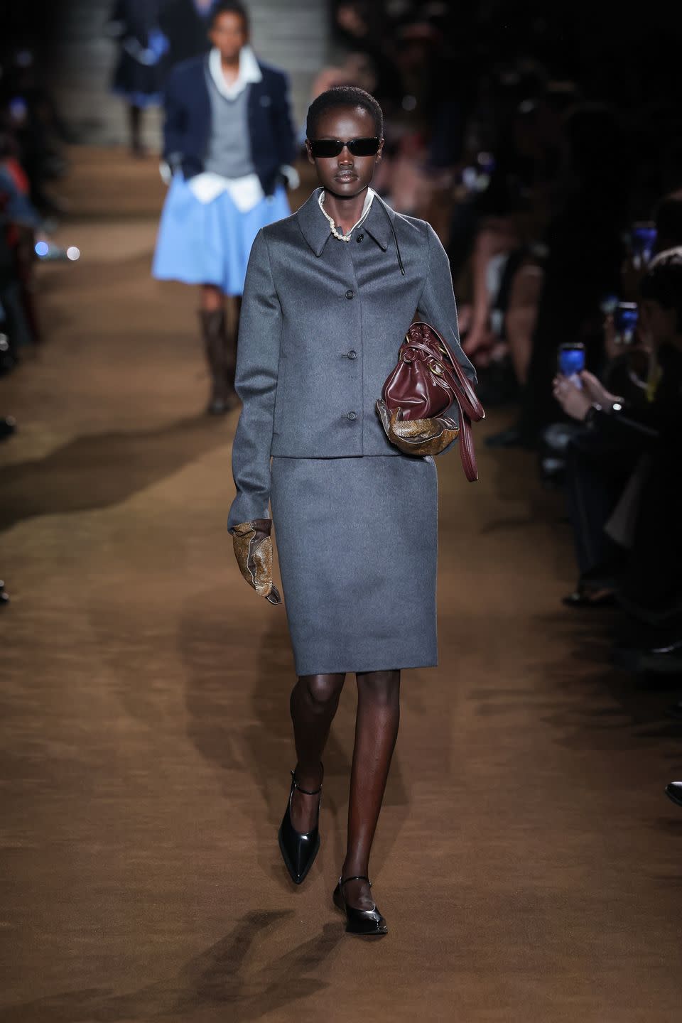 paris, france march 05 editorial use only for non editorial use please seek approval from fashion house a model walks the runway during the miu miu womenswear fallwinter 2024 2025 show as part of paris fashion week on march 05, 2024 in paris, france photo by victor boykogetty images