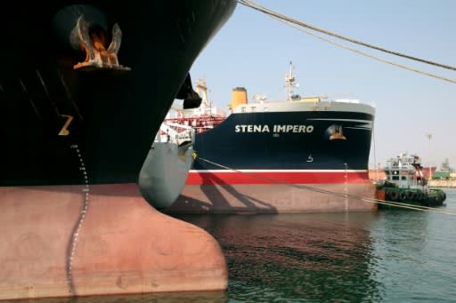 The British-flagged oil tanker Stena Impero shown docked in Dubai on Saturday