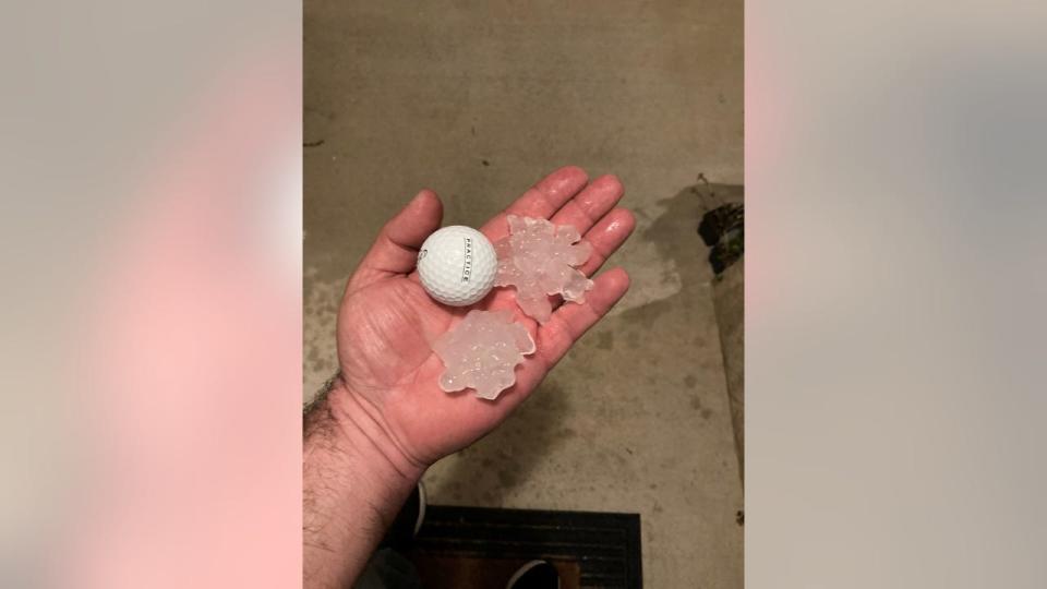 <div>Golfball-size hail in Taylor.</div> <strong>(Andrea)</strong>