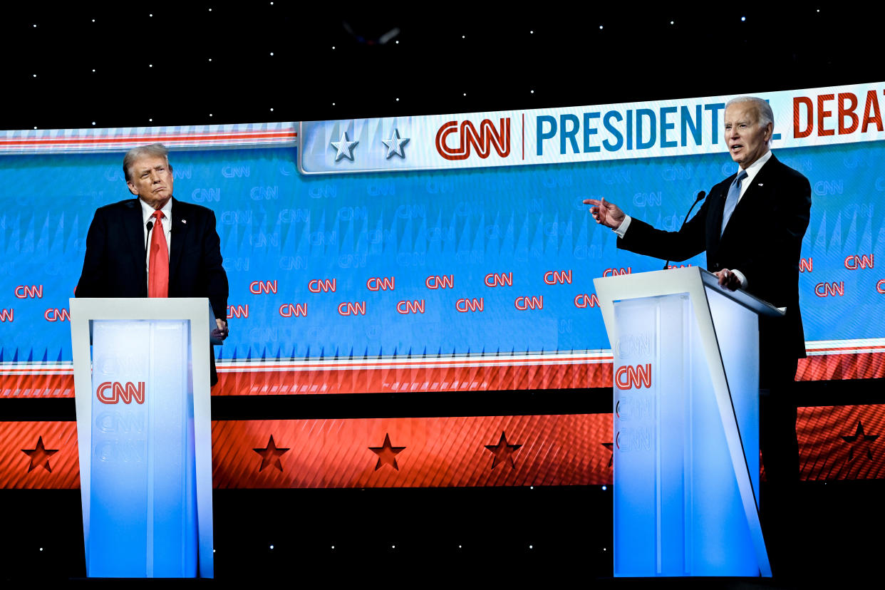 A post-debate poll by The New York Times and Siena College found that 74 percent of voters said President Joe Biden is too old for the job and that 42 percent say Donald Trump is. (Kenny Holston/The New York Times)