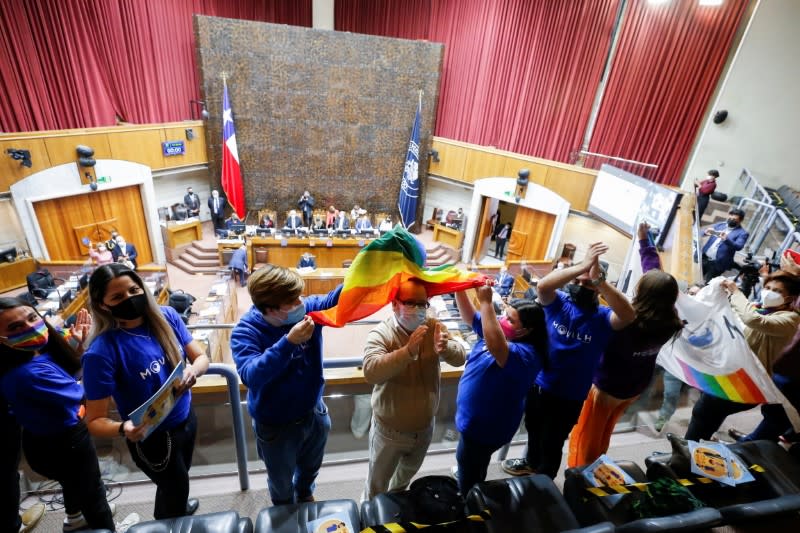 Chile's Senate vote for same-sex marriage bill during a session in Valparaiso