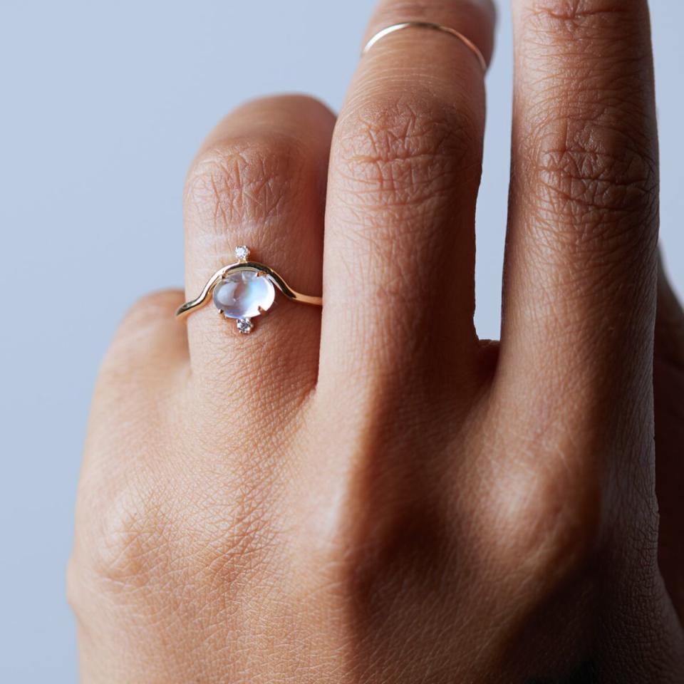 nastled moonstone diamond ring, engagement rings under $1,000