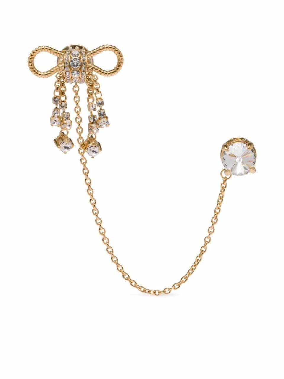 3) Gold-Plated Crystal-Embellished Brooch
