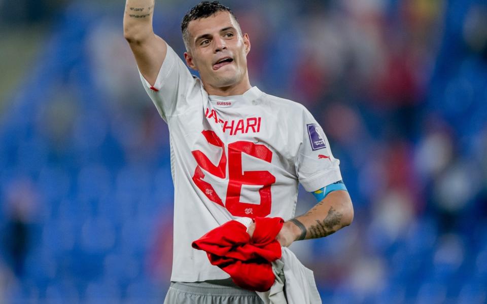 Xhaka wearing Jashari shirt - Sportfoto/Getty Images