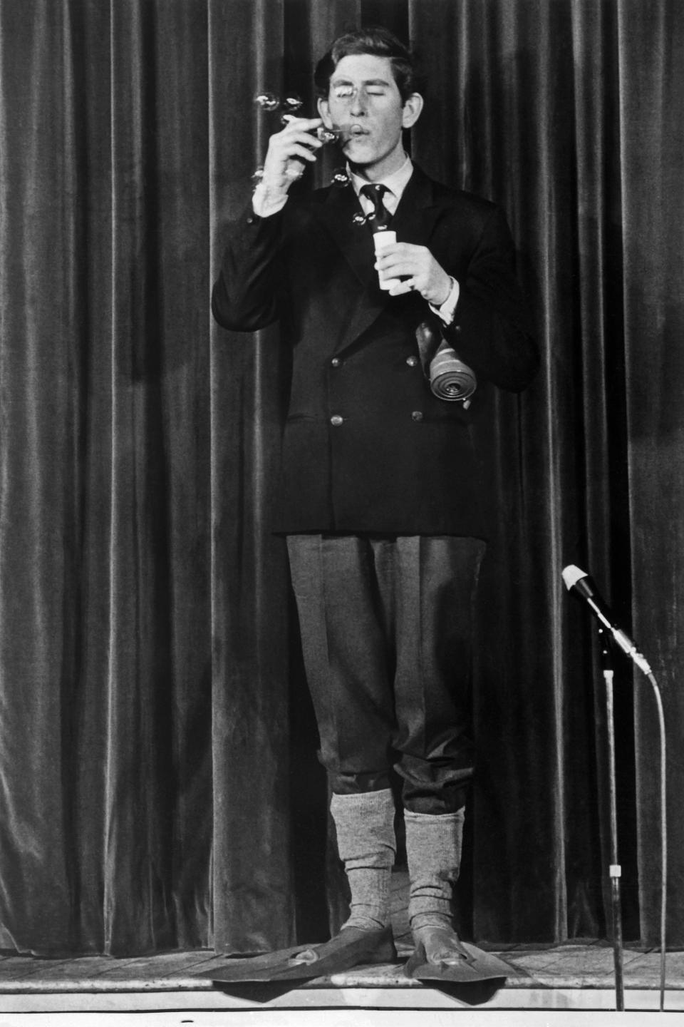 Prince Charles of Wales during his performance 'Wether 'tis nobler..' on 24 February 1970. (AFP via Getty Images)