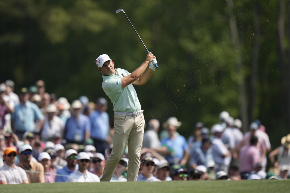 Sergio Garcia, of Spain, watches his tee shot on the 12th hole during the first round of the Masters golf tournament at Augusta National Golf Club on Thursday, April 6, 2023, in Augusta, Ga. (AP Photo/Jae C. Hong)