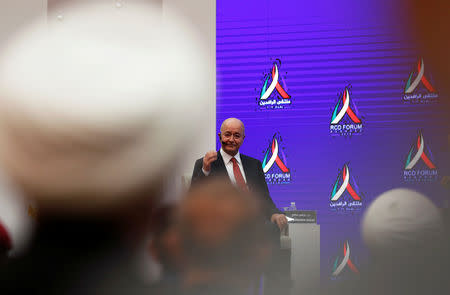 Iraq's President Barham Salih attends a forum in Baghdad, Iraq February 4, 2019. REUTERS/Wissm al-Okili