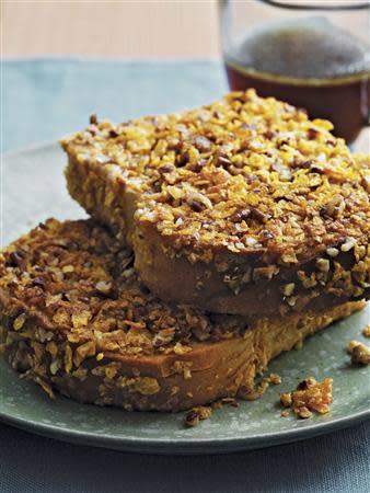 Celebrity chef Sunny Anderson's recipe of pumpkin pecan pie French toast with butterscotch syrup is shown in this undated handout photo taken in Brooklyn, New York and provided by Clarkson Potter October 21, 2013. REUTERS/John Lee/Clarkson Potter/Handout via Reuters