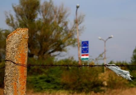 A barbed wire is seen at the Austrian-Hungarian border near Nickelsdorf, Austria, September 19, 2016. REUTERS/Leonhard Foeger