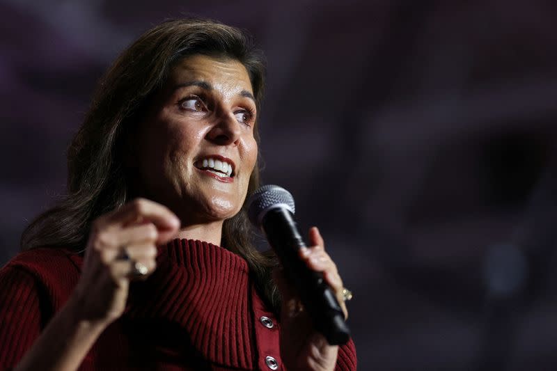 FILE PHOTO: Republican presidential candidate Haley makes a campaign visit ahead of the South Carolina Republican presidential primary election in Mauldin