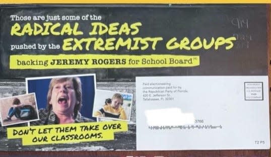 The Republican Party of Florida funded mailers attacking Jeremy Rogers, who's challenging School Board member Laurie Lawson Cox in the Aug. 20, 2024 primary.