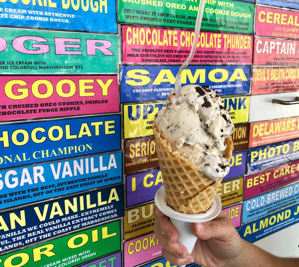 The Ice Cream Store in Rehoboth Beach has dozens of flavors of ice cream made by Woodside Farm Creamery in Hockessin.