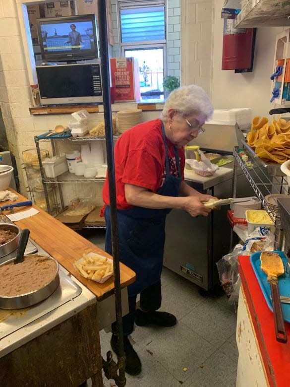 Rita Baca in the kitchen at Rita's Mexican Food, 302 N. Grand Ave.