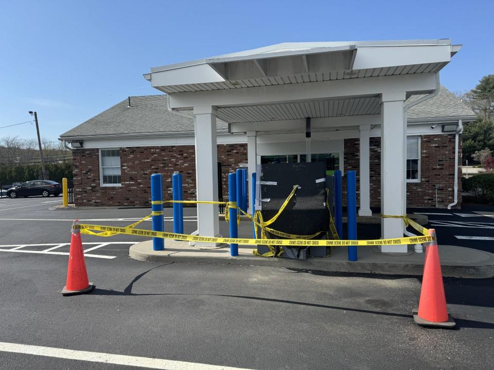 The damaged drive-through ATM at the Eastern Savings Bank branch located at 666 West Main St. in Norwich.