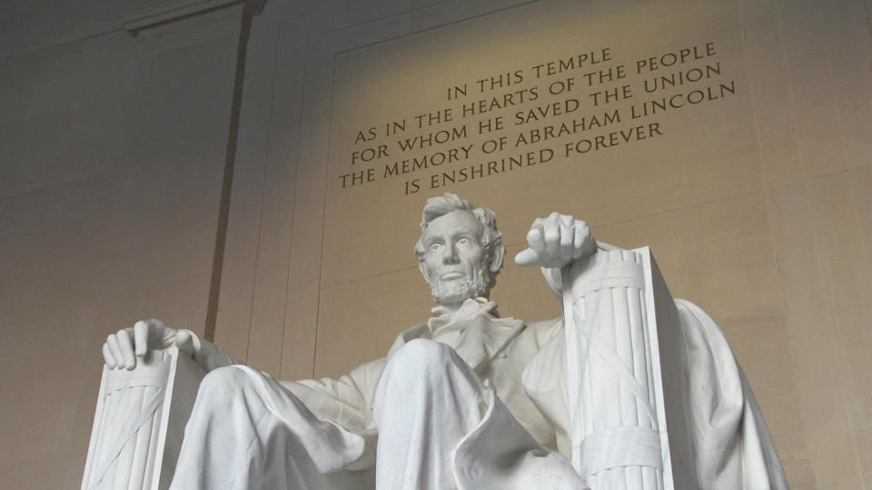 The statue of Abraham Lincoln was sculpted by Daniel Chester French and carved from Georgia marble by the Piccirilli Brothers. / Credit: CBS News